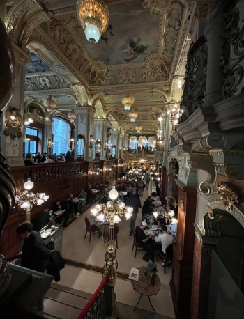 Interior of the lavish New York Café in Budapest