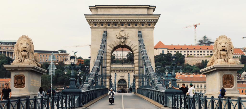 Chain Bridge in Budapest connecting Buda and Pest