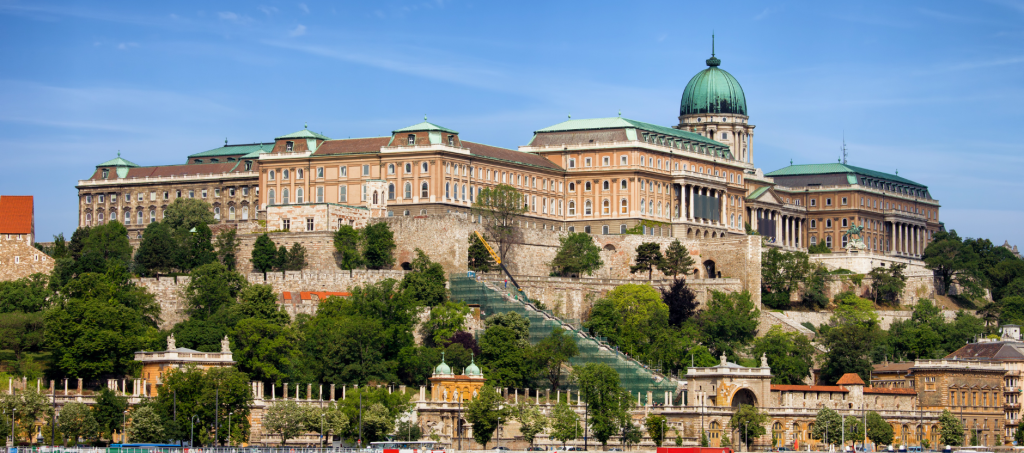 Buda Castle Palace complex with gardens in Budapest