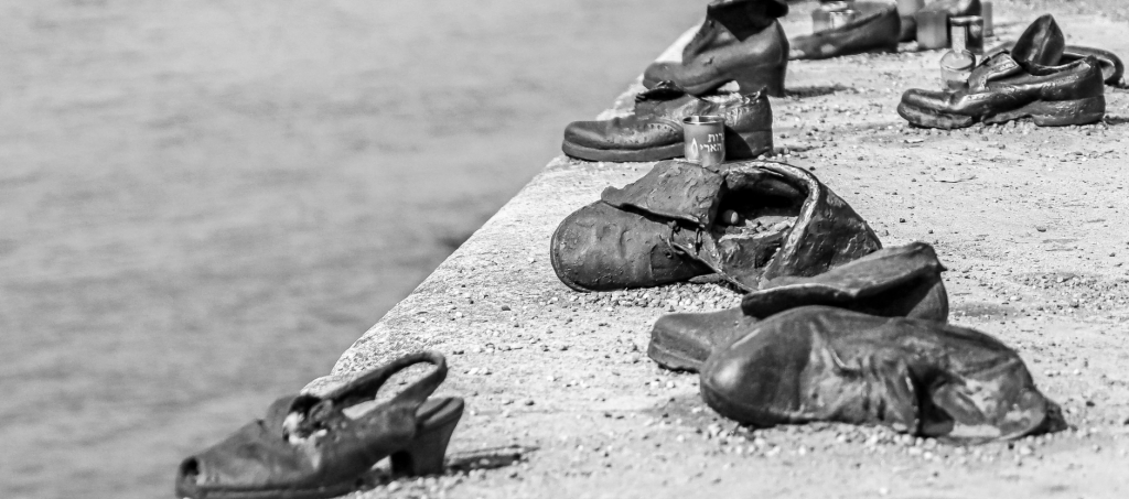 Shoes on the Danube Bank memorial in Budapest honoring Holocaust victims