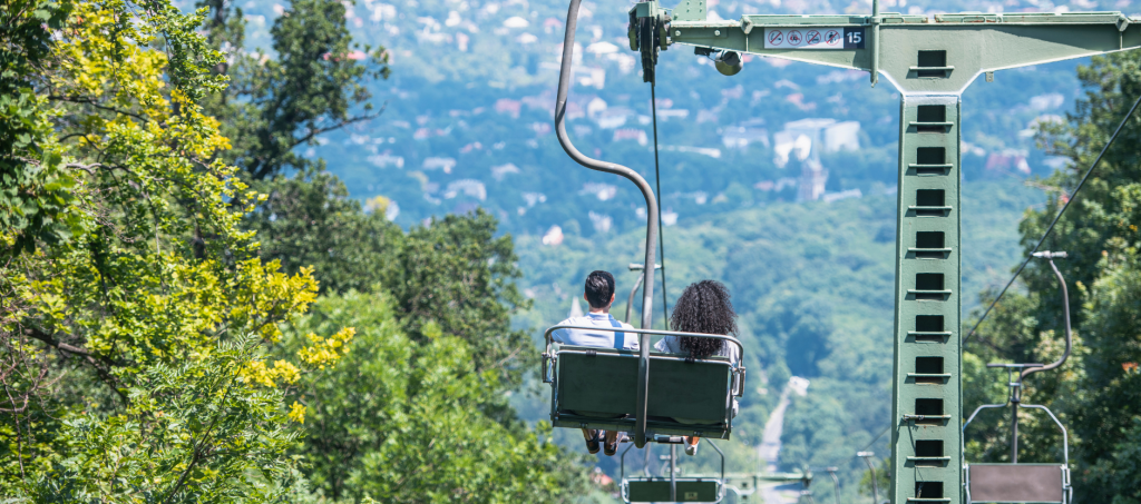 Libegő chairlift in Budapest offering panoramic views over the city
