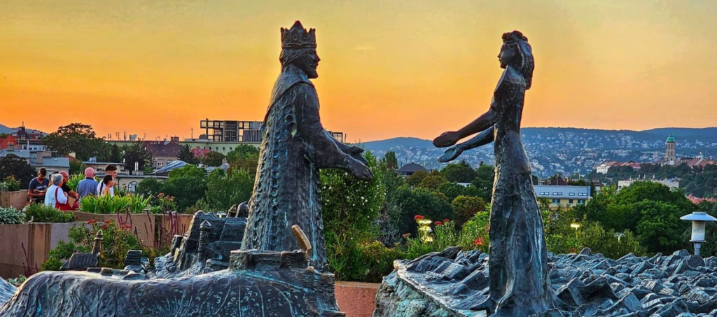 Statues of world thinkers in the Philosopher’s Garden on Gellért Hill.