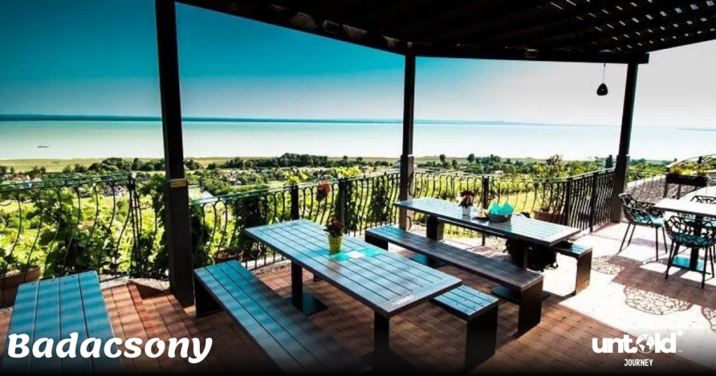 Wine terrace at Laposa winery in Badacsony, Lake Balaton