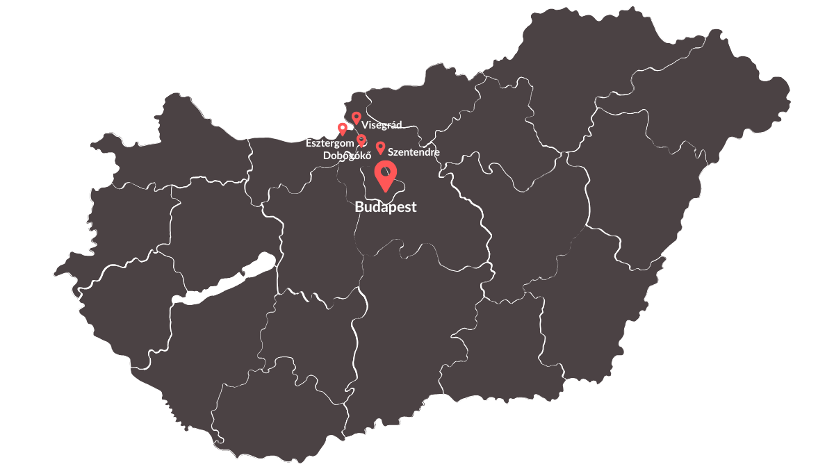 Highlights of the Danube Bend tour on an illustrated map